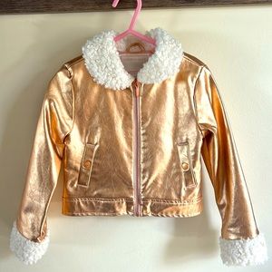 Janie and Jack Girls Faux Leather Jacket in Rose Gold sz 3 to 4